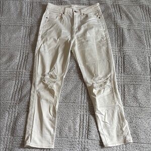 American Eagle White Ripped Mom Jeans